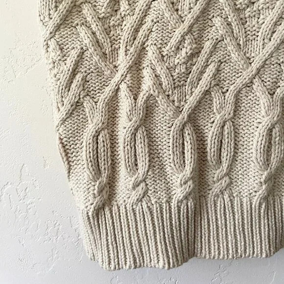 NWT MOD REF Cable Knit Landry Button Vest in Cream Natural | Size S - Picture 4 of 5